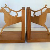 Pair of zoomorphic reindeer wooden bookends