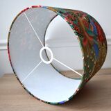 Jouy fabric lampshade, peacock, flowers, gold, 35cm