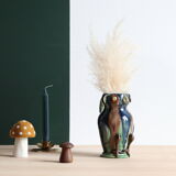 Zoomorphic ceramic owl vase in Flanders earth, Torhout Belgium, Art Nouveau period