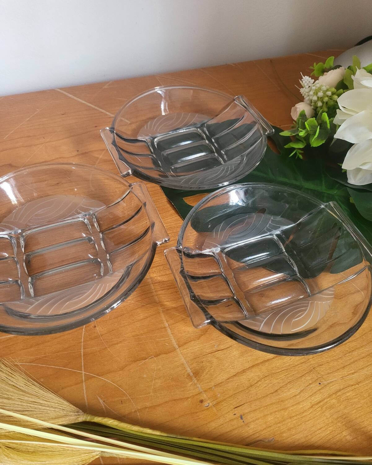 3 Coupelles en verre art déco