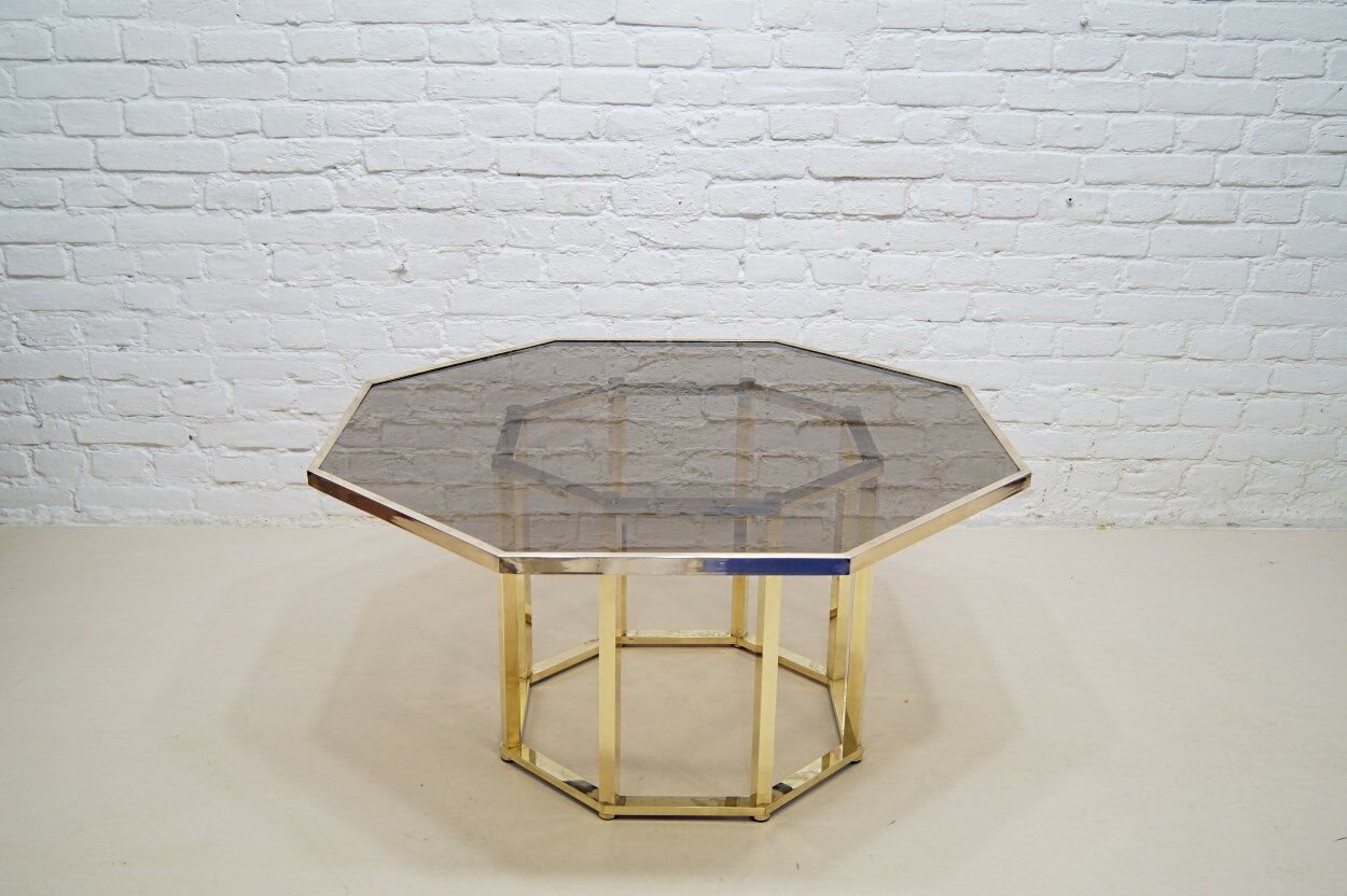 Brass  Italian coffee table by Romeo Rega, 1970s