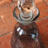 Carafe in worked glass, blue chandelier and its faceted cap