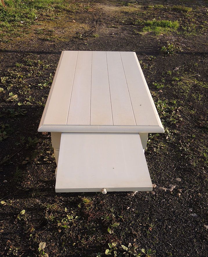 Old white painted wooden coffee table