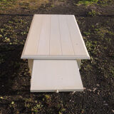 Ancienne Table Basse en Bois Peint Blanc