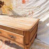 Vintage and rustic TV stand or coffee table in carved raw wood