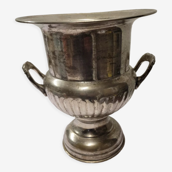 Antique champagne bucket in silver metal medicis shape