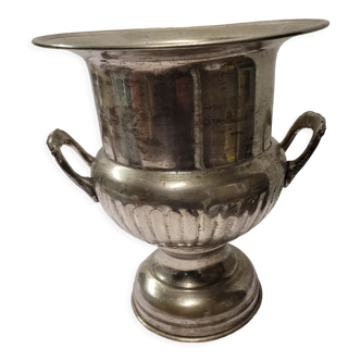 Antique champagne bucket in silver metal medicis shape