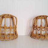 Paire d'appliques en bambou