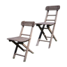 Set of two vintage wooden folding chairs