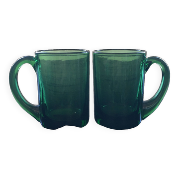Paire de mugs verts épais