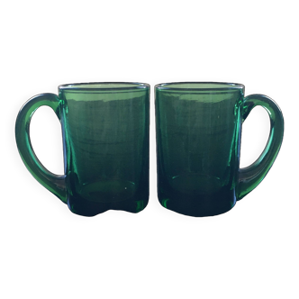 Paire de mugs verts épais