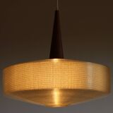 Early plastics cellulose and teak pendant lamp by John and Sylvia Reid for Rotaflex, UK, 1950s