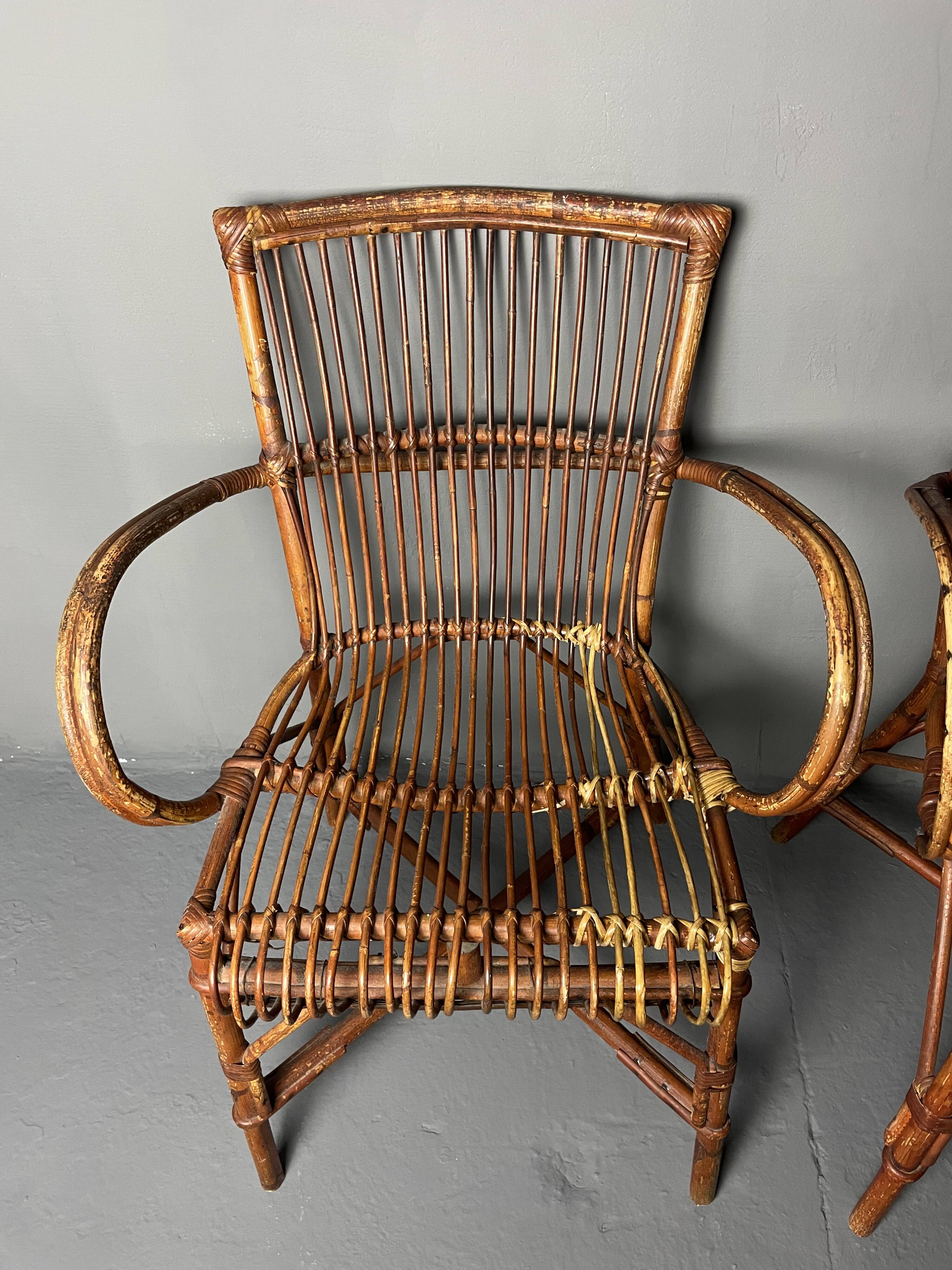 Paire de fauteuils en rotin 1930