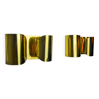 Pair of "Foglios" brass wall lights, Italy, 1970