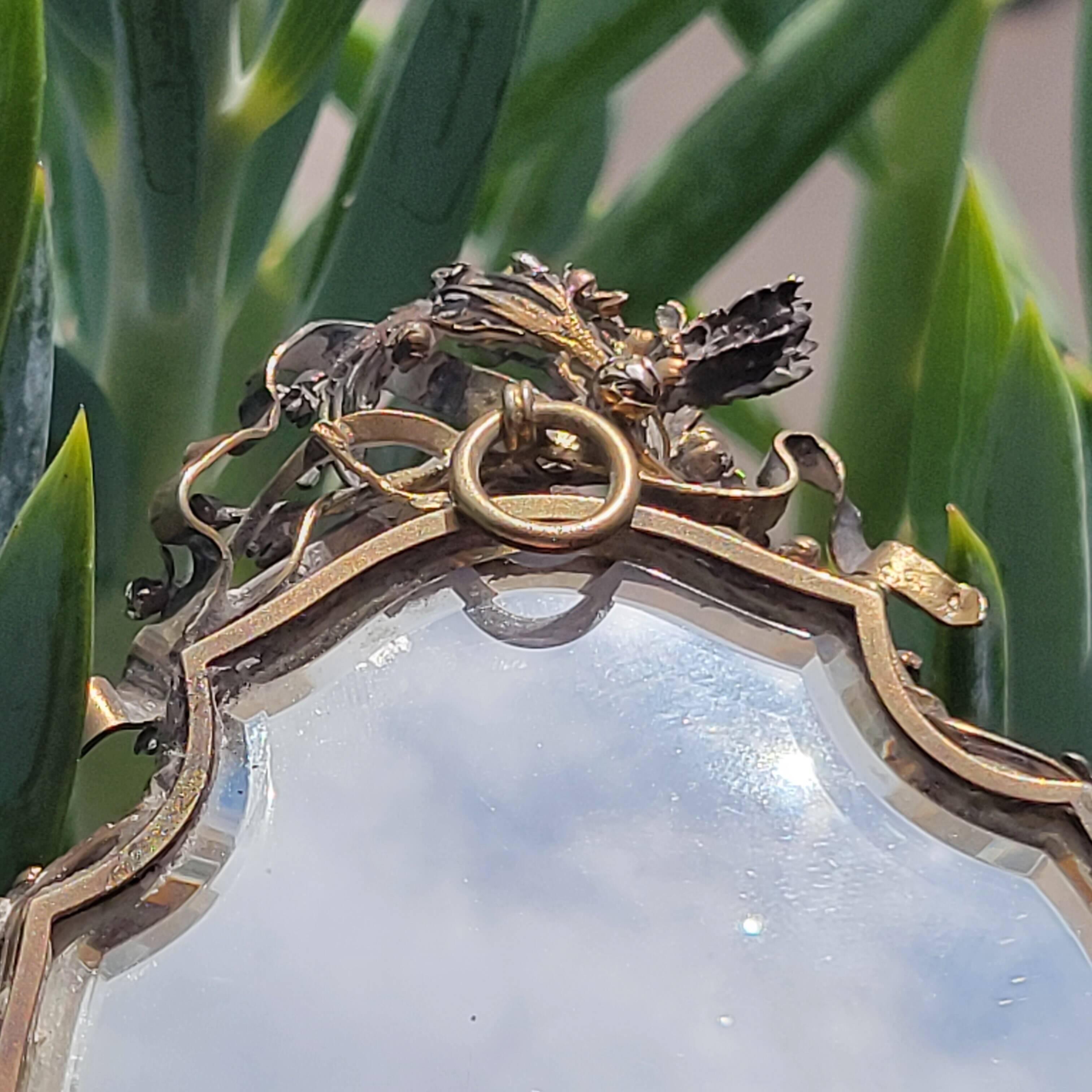 old double-sided hand-held mirror Henri Auguste SOLIÉ 1900