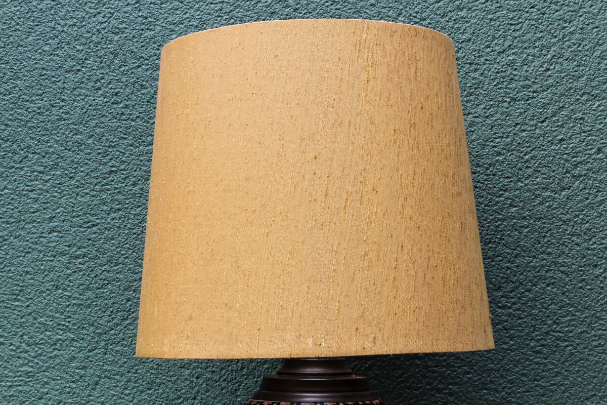 Gien lamp, brass and earthenware