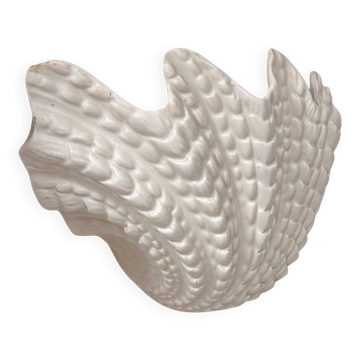 XL vintage shell wall light in plaster, France 1960
