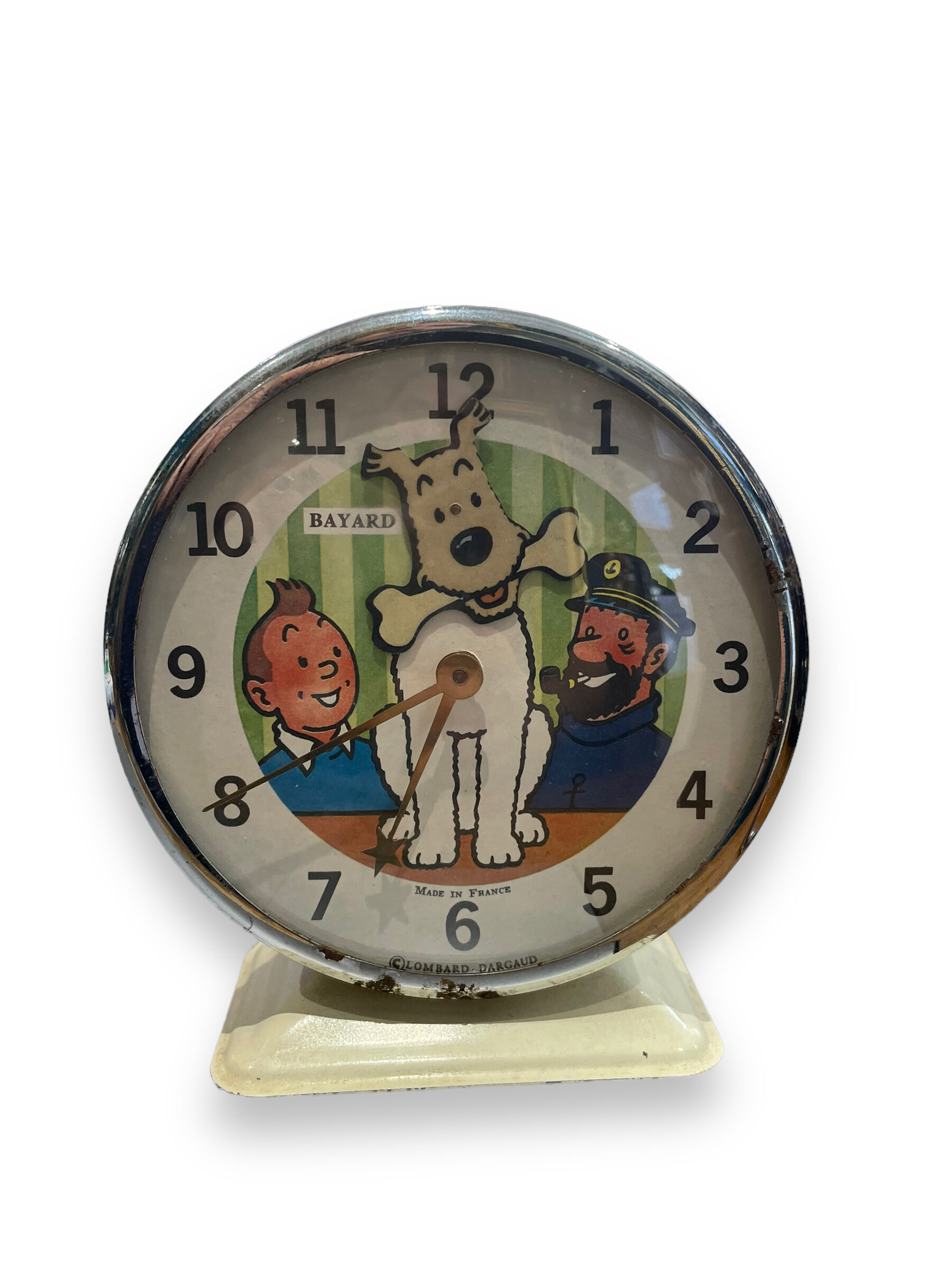 Tintin alarm clock bayard animated mechanical metal 1960s