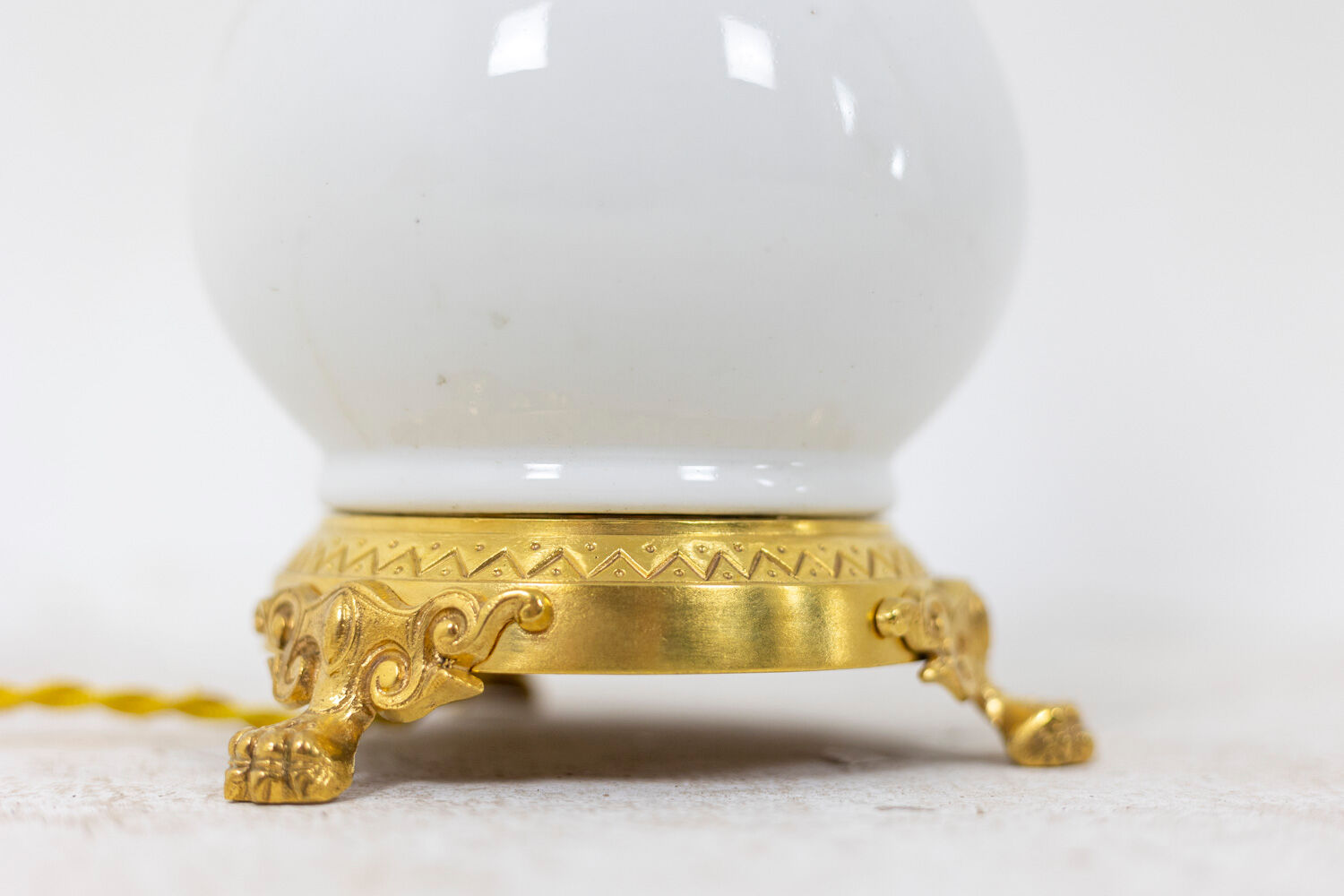 Pair of white and bronze porcelain lamps, circa 1880