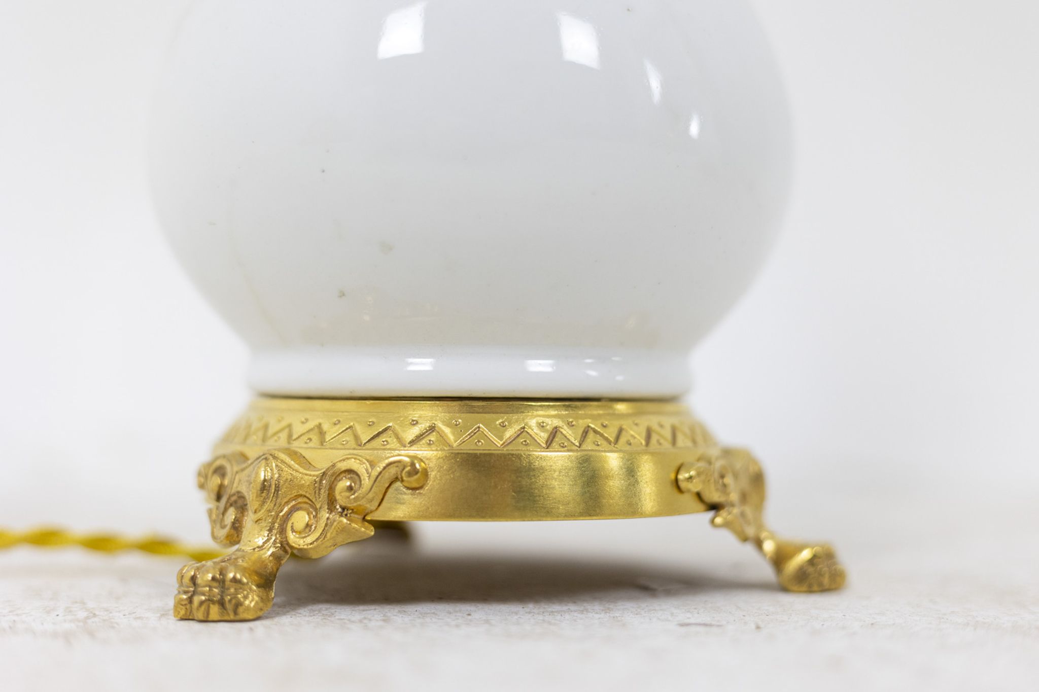 Pair of white and bronze porcelain lamps, circa 1880