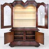 Baroque style backlit display cabinet in wood, glass and velvet