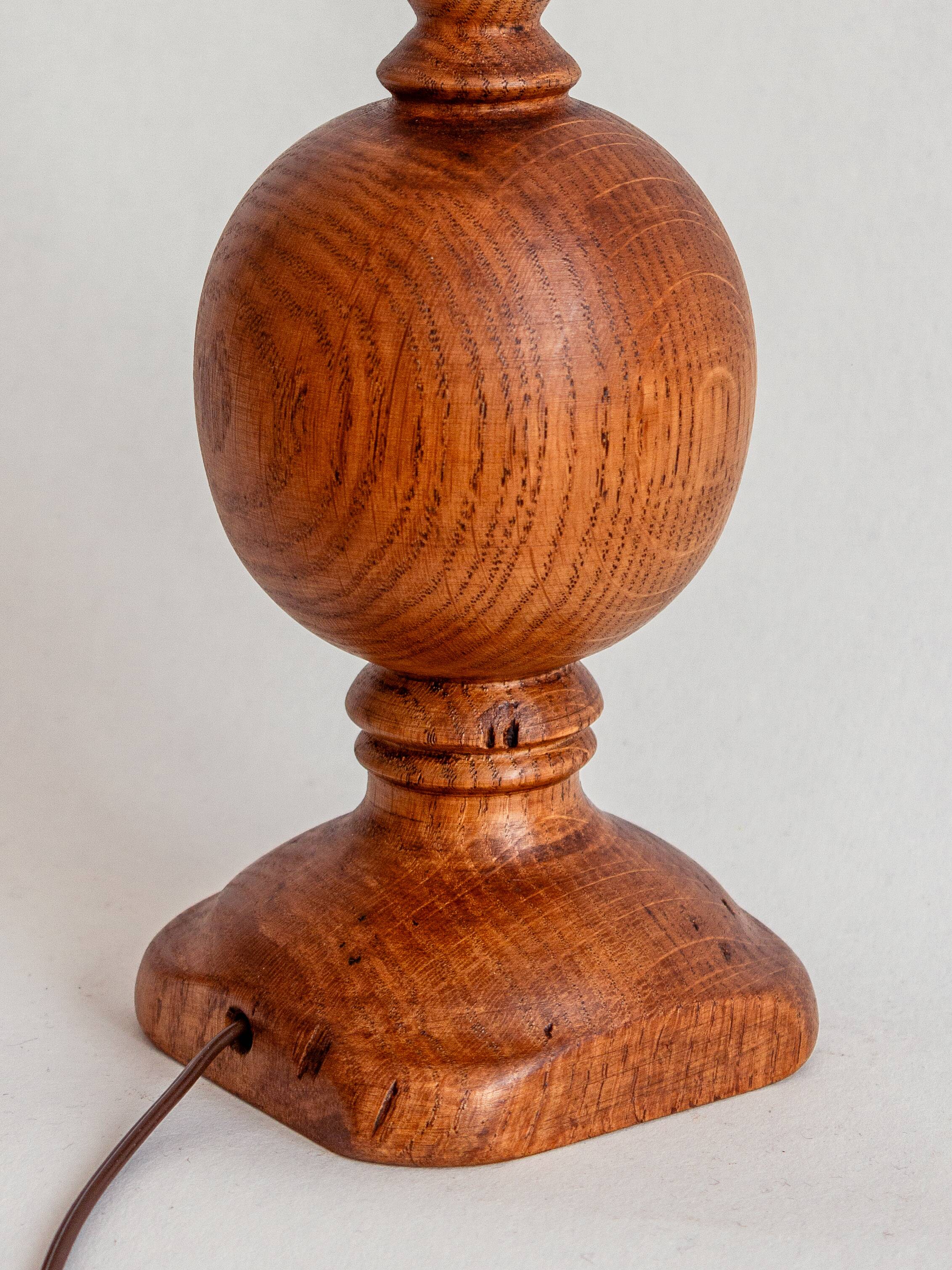 2 turned wooden lamp bases, 1940s-1960s
