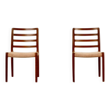 Set of 2 niels moller model 85 midcentury chairs from denmark in teak
