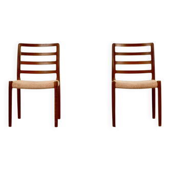 Set of 2 niels moller model 85 midcentury chairs from denmark in teak