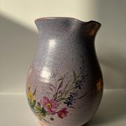 Vintage purple carafe with field flower patterns H:20cm