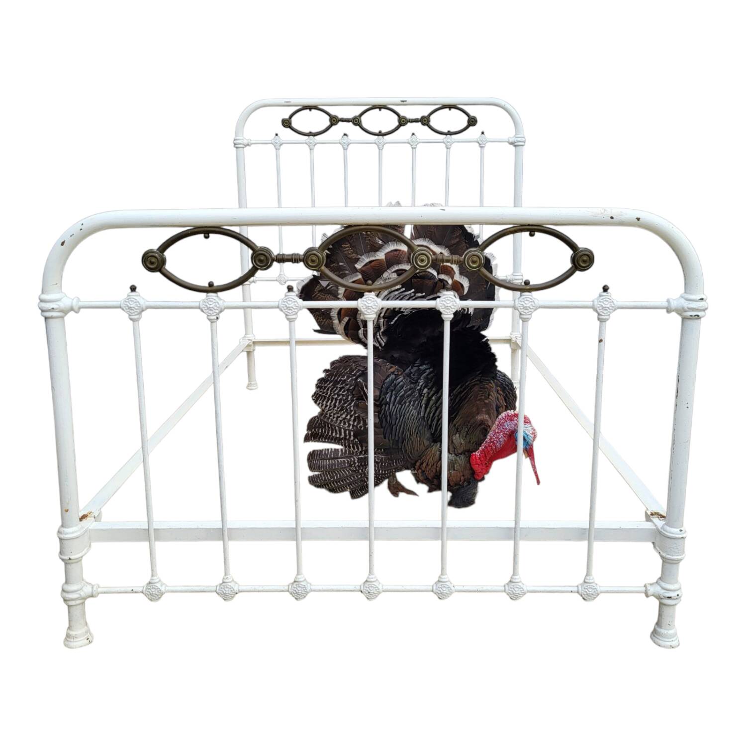 Art Deco brass almond metal bed 120x190