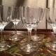 Set of 5 faceted crystal liqueur glasses with pearl legs