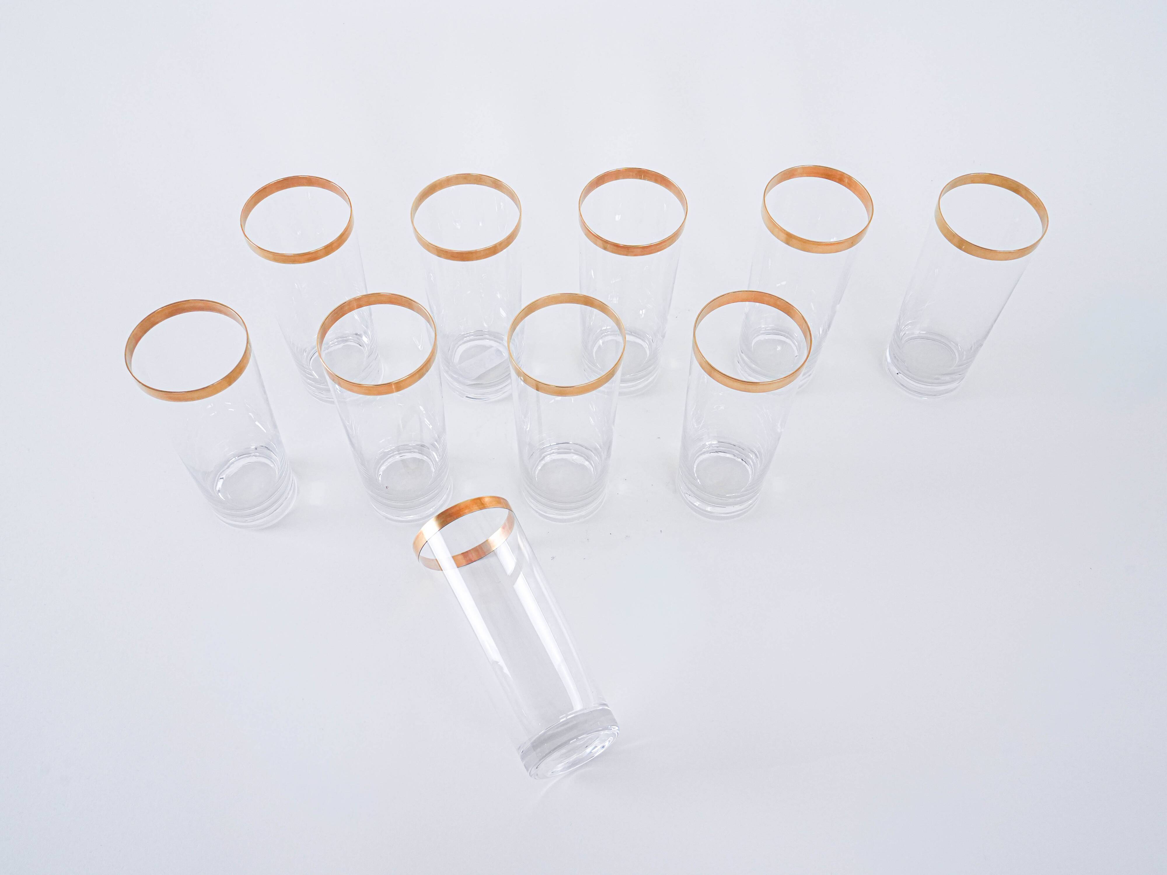 Set of crystal glasses, Italian design, 1970s, made in Italy