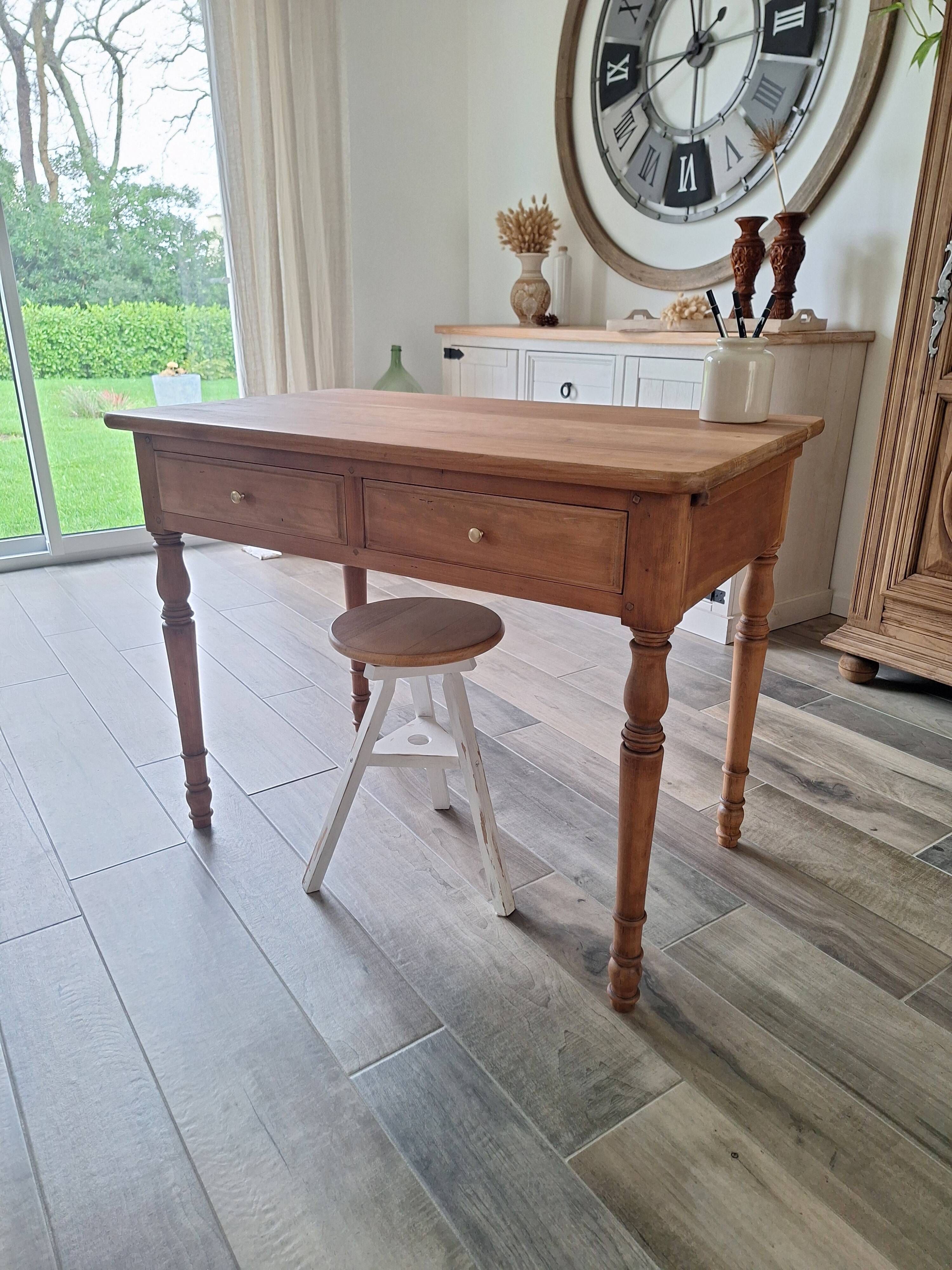 Vintage solid wood desk with extensions.
