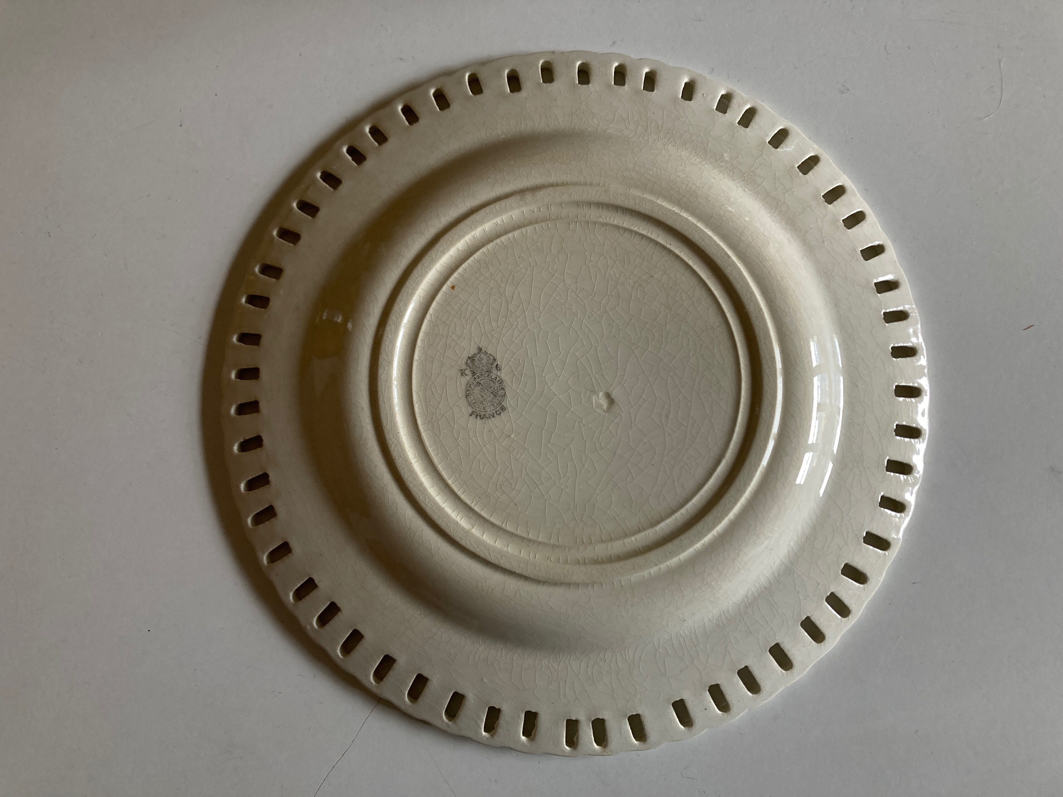 Openwork plate 19th earthenware terra de fer Lunéville
