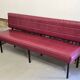 1960s double bistro bench in buttoned burgundy red skai