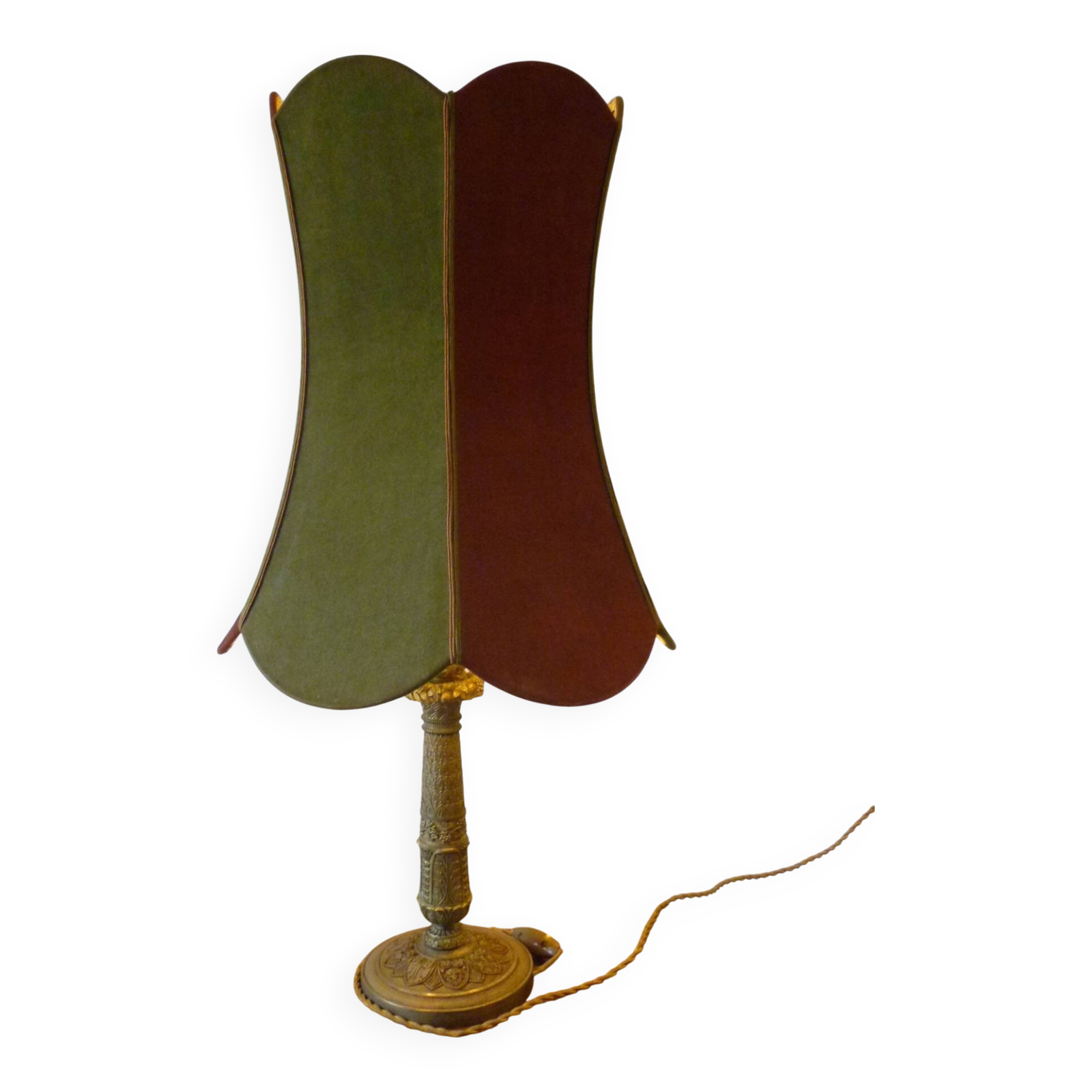 Lampe en bronze et velours 70 cm
