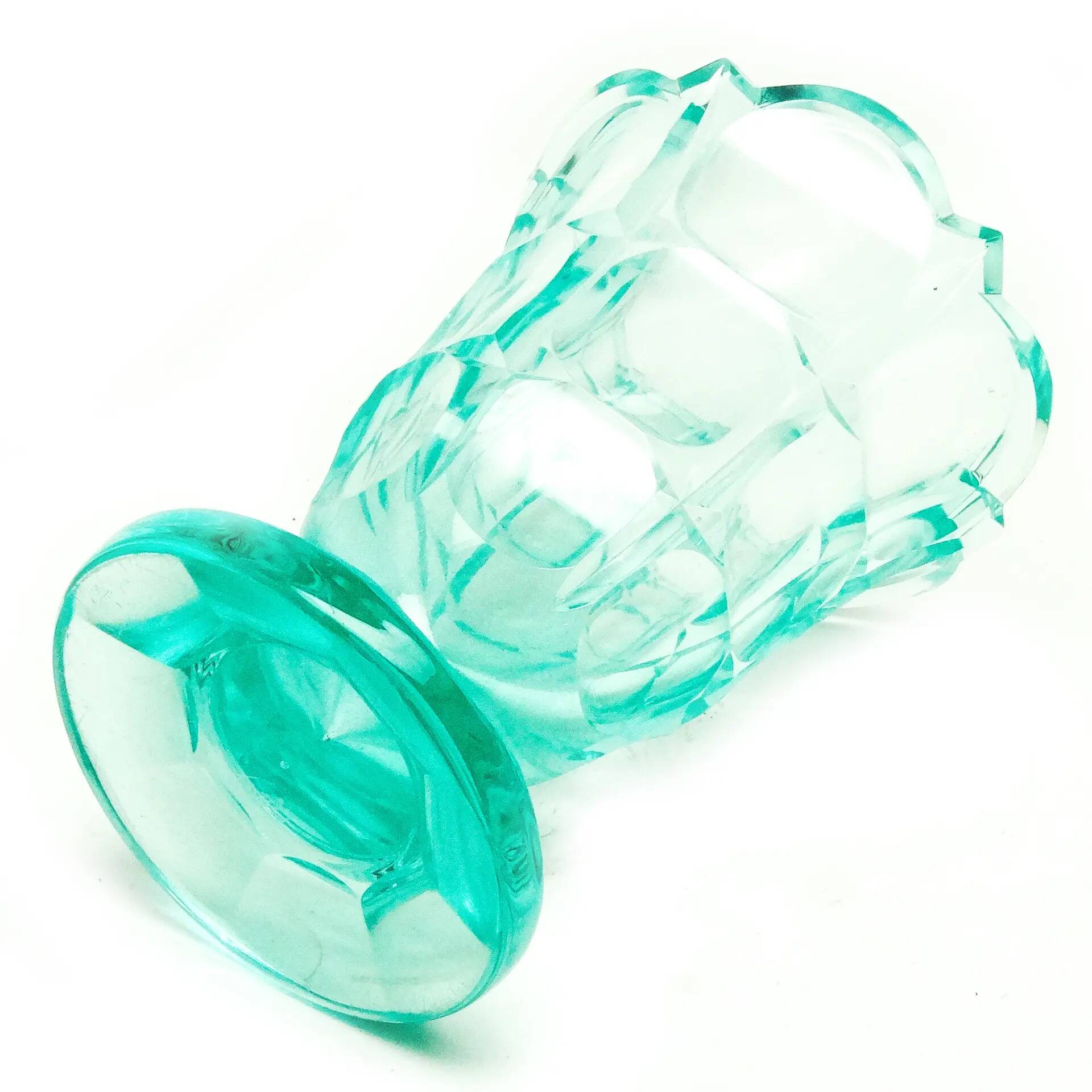 Art Deco vase, uranium crystal, Moser, Czechoslovakia, 1930s