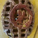 Vintage woven ceramic basket / empty pocket 19 / 25 cm