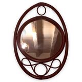 Oval rattan mirror in brown vintage, 72x49 cm