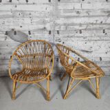 Pair of vintage rattan armchairs