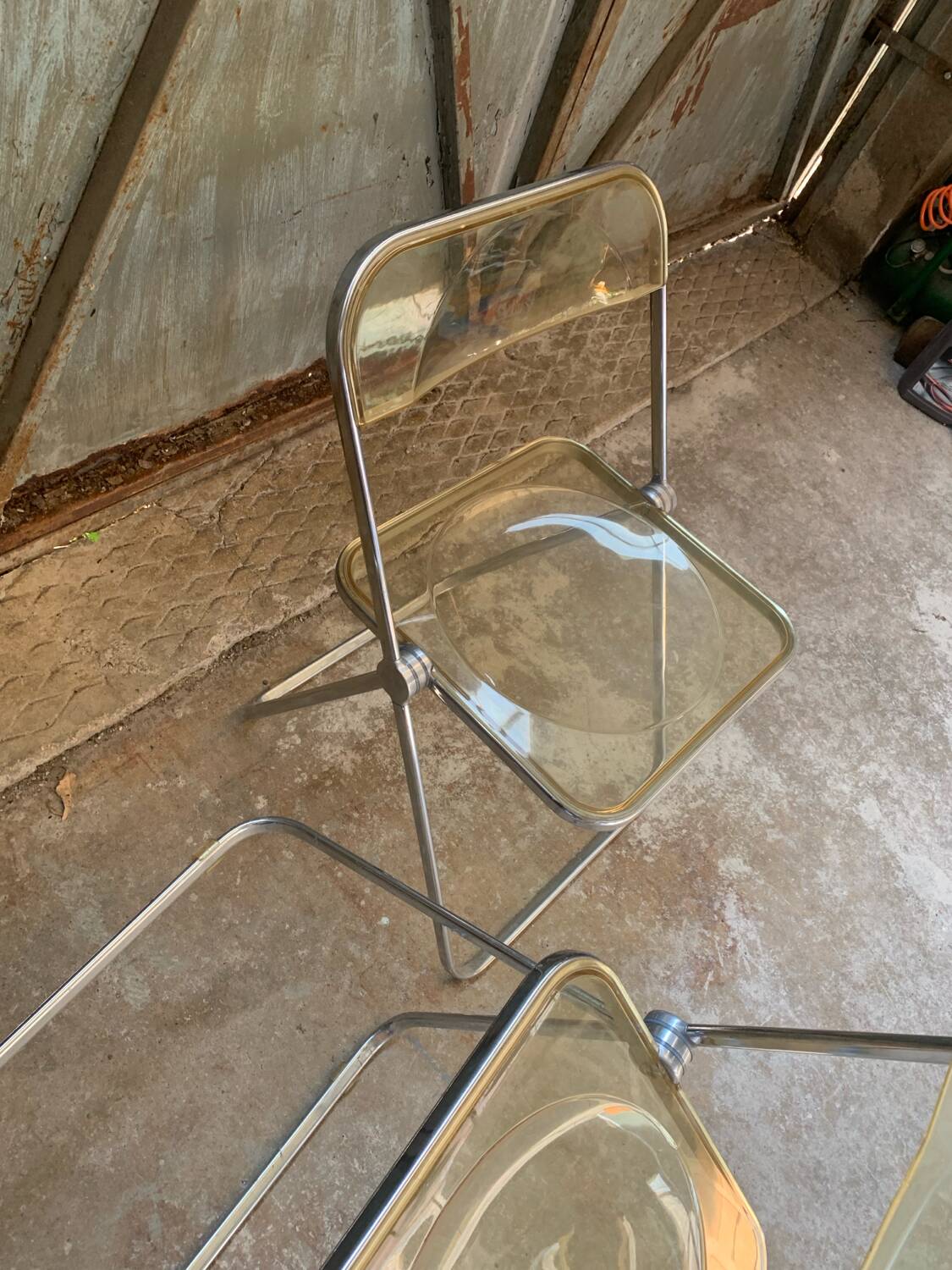 Paire Chaises Plia Jaune Giancarlo Piretti Castelli Vintage