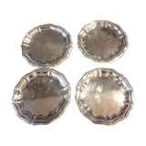 Four silver metal bottle bottoms