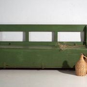 Antique painted pine bank safe – Central Europe, around 1900