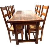Solid oak farm table and chairs