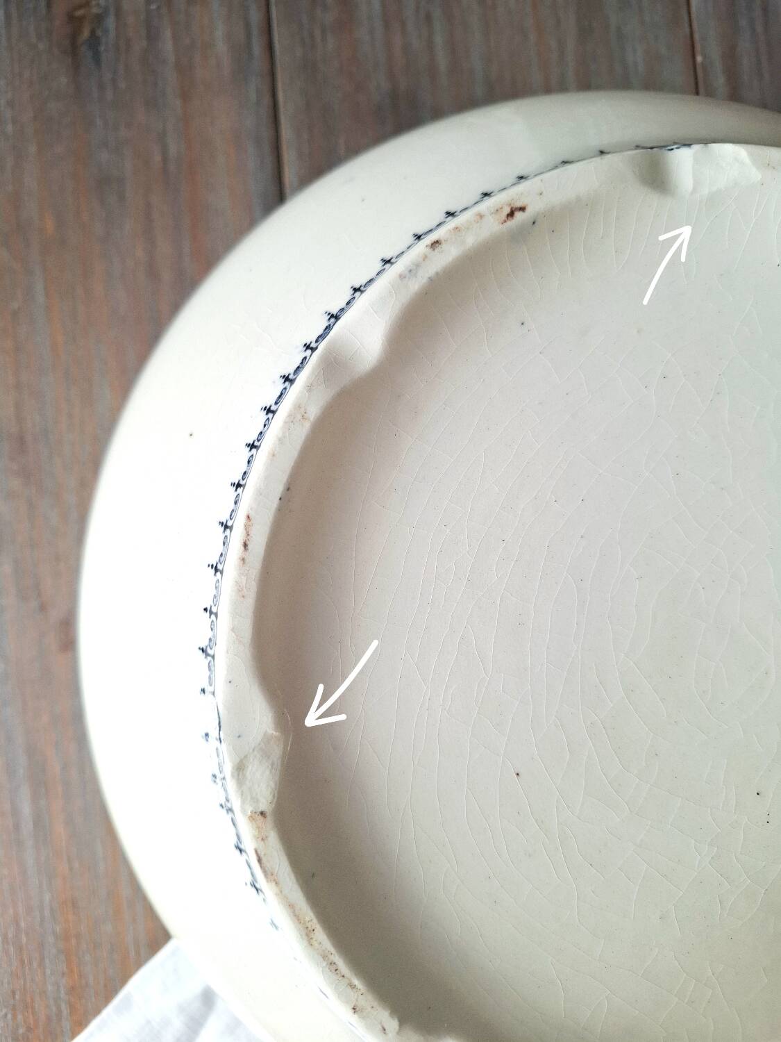 Antique serving dishes in iron earthenware