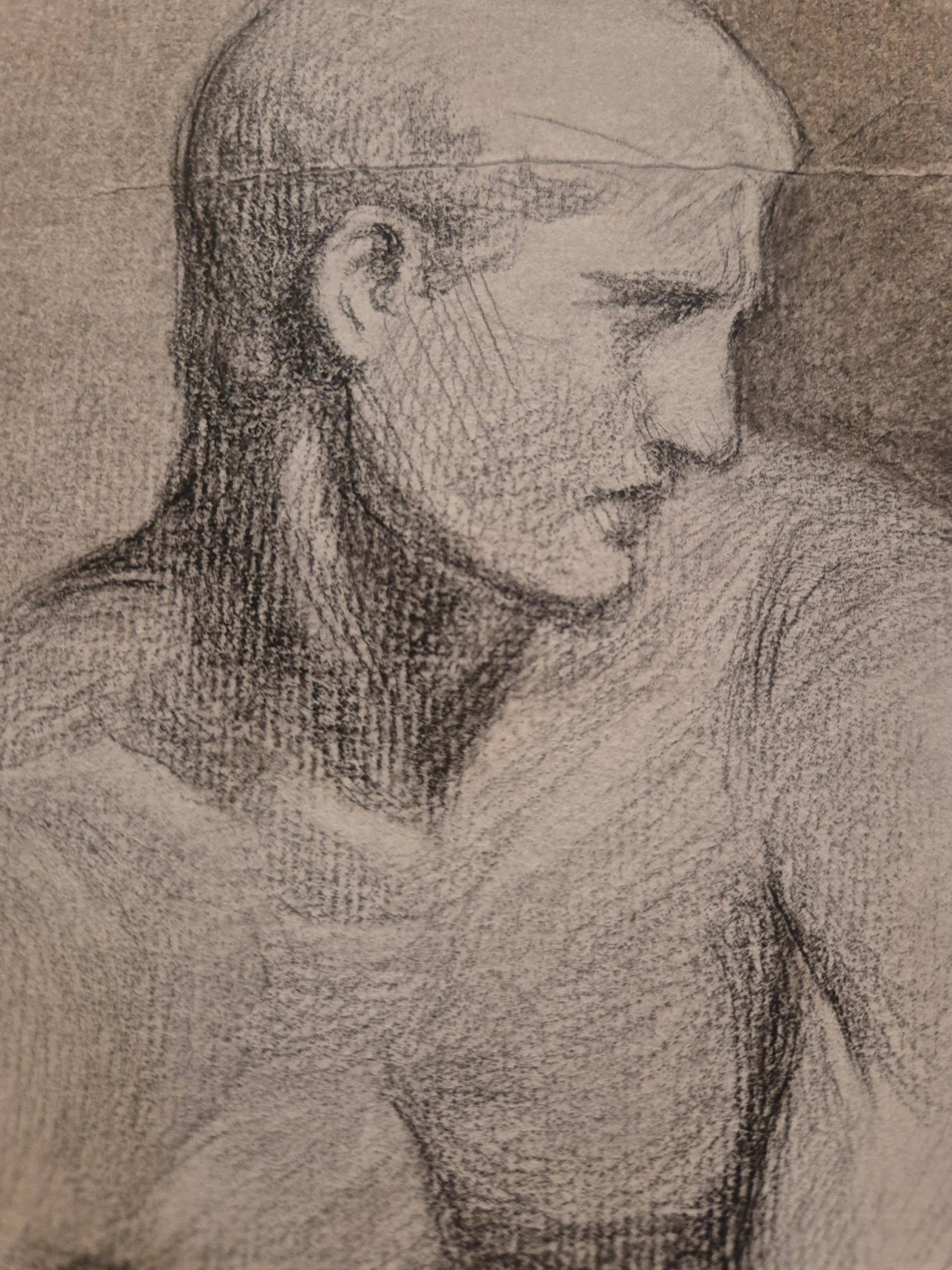 Étude de nu / Dessin au fusain d'Ellen Hägg, signé et daté -(18)94.