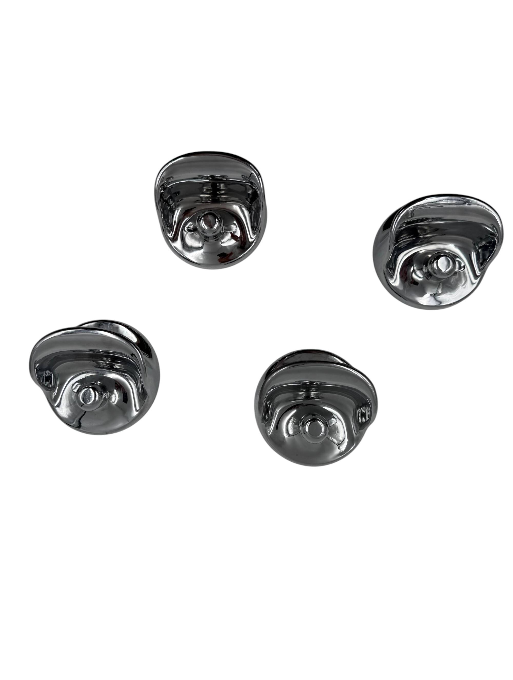 Space age set of 4 chrome plastic coat hangers, Olaf Von Bohr, Kartell Ital