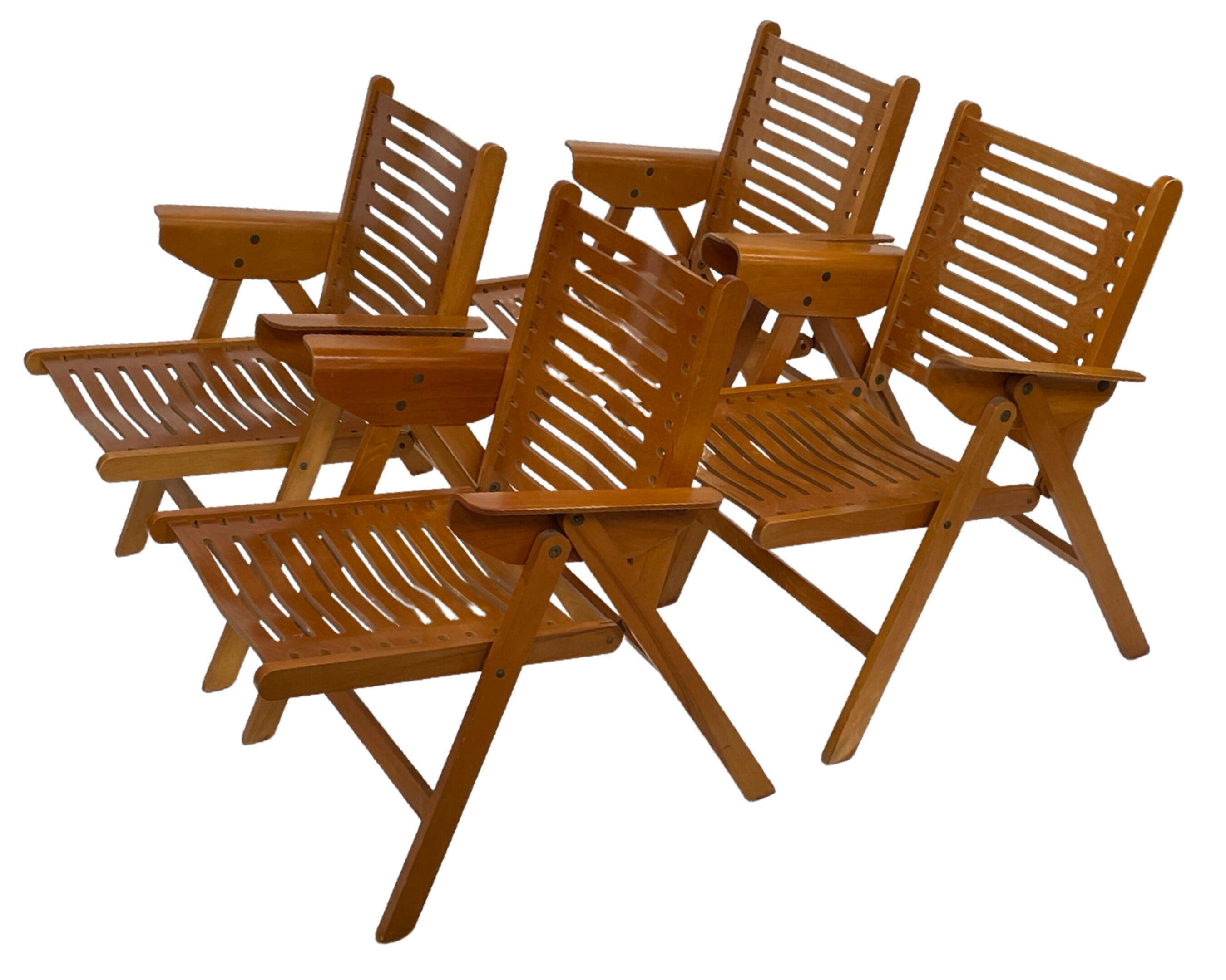 Vintage set of four Rex Plywood folding chairs by Niko Kralj design 1950