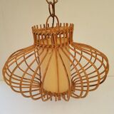 1950s rattan hanging lamp