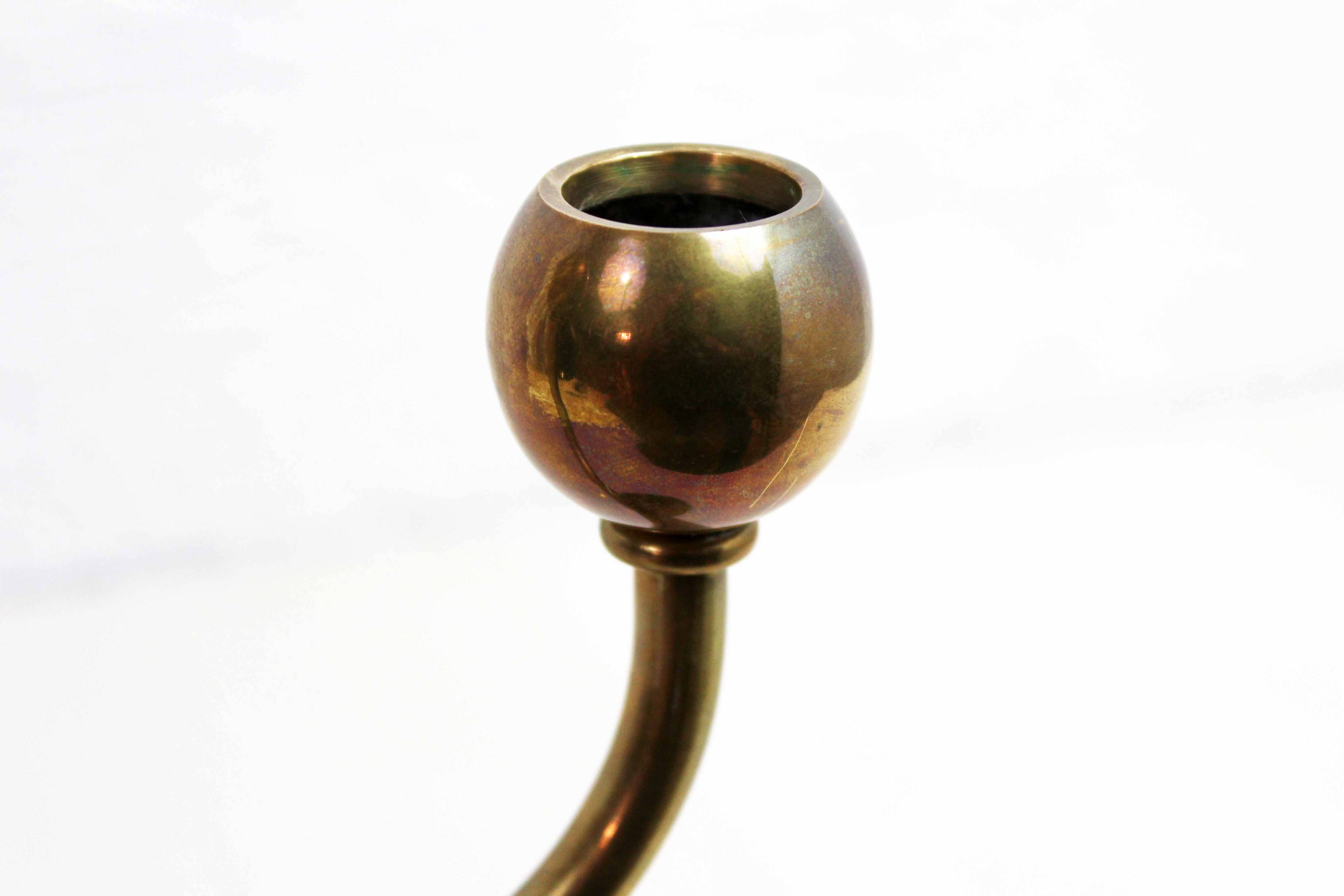 Double brass candle holder